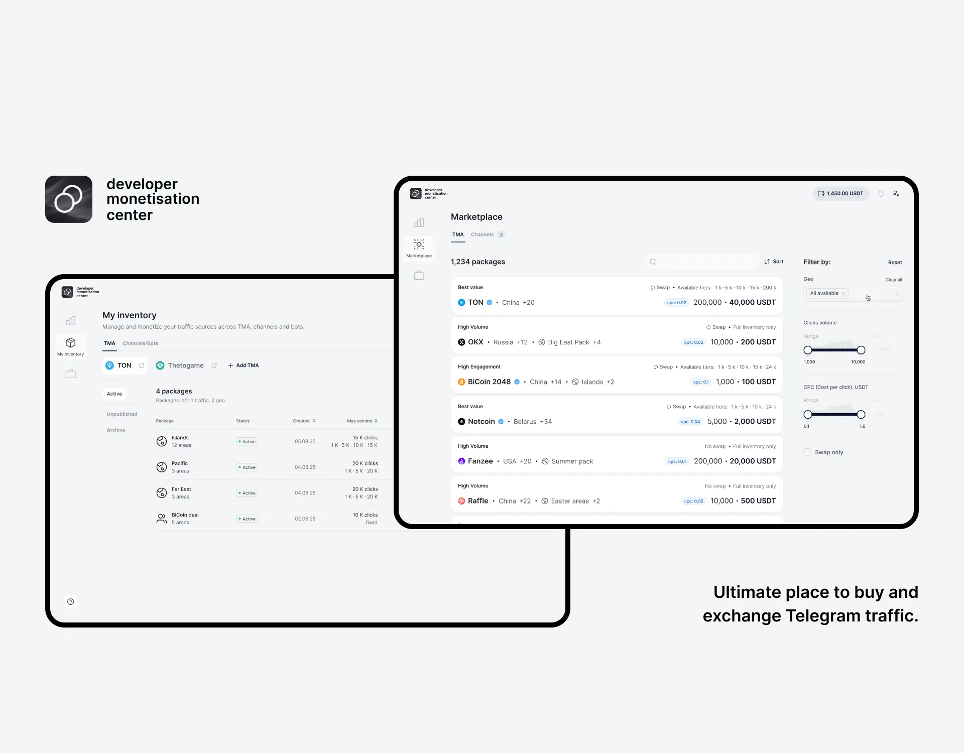 Developer Monetisation Center
